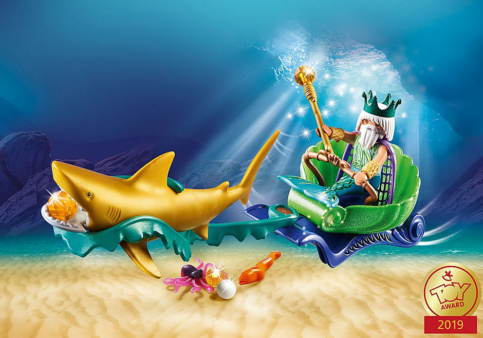 PLAYMOBIL Meereskönig mit Haikutsche – Königreich der Tiefe